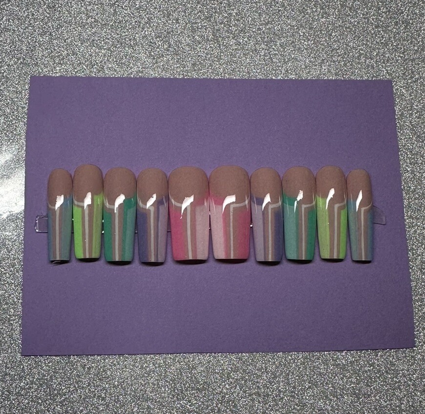 Premade Press On Nails Different Color French Xs,S,M