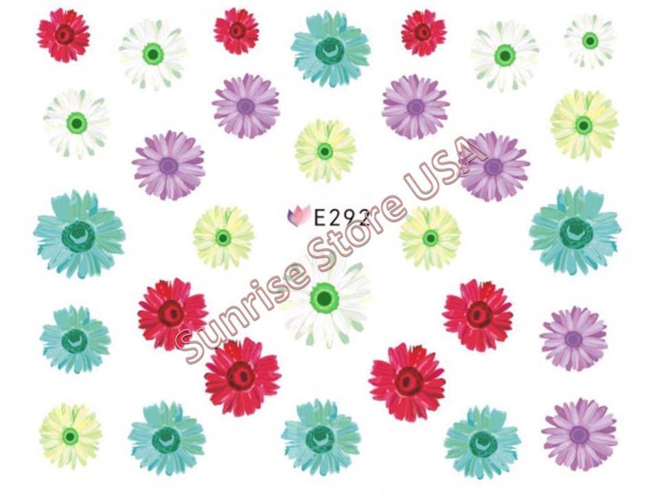 3D Nail Art Sticker Colorful Flower Daisy Flower Decals Manicure Peel & Stick