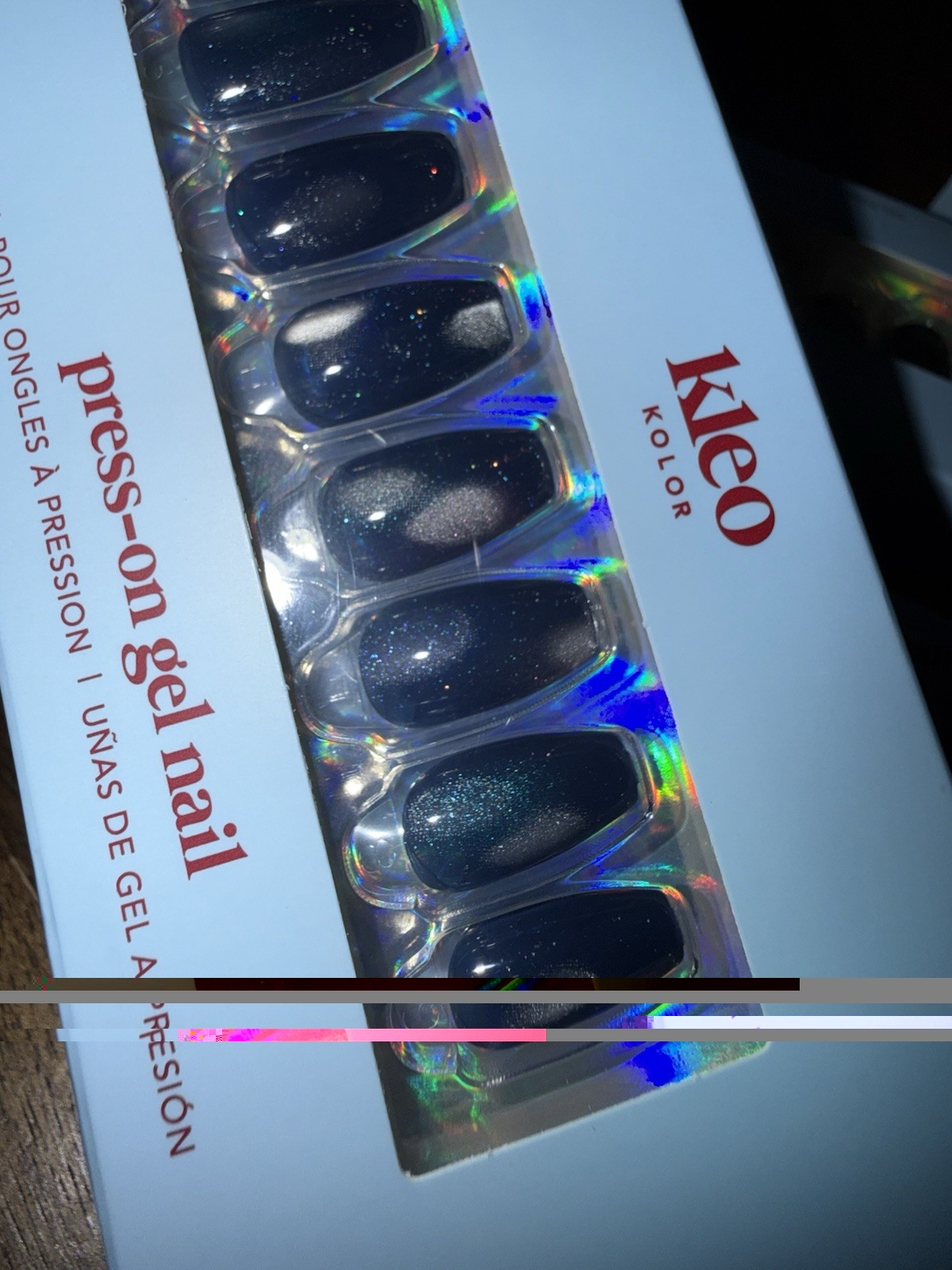 New Kleo Kolor Press-On Gel Nails – Galaxy Aura – Long Coffin