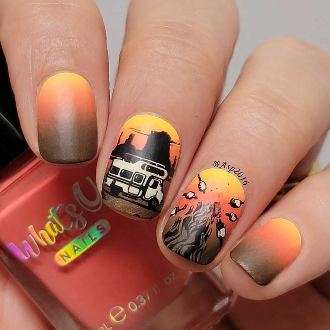 B070 Campfire Stories Stamping Plate For Stamped Nail Art Design