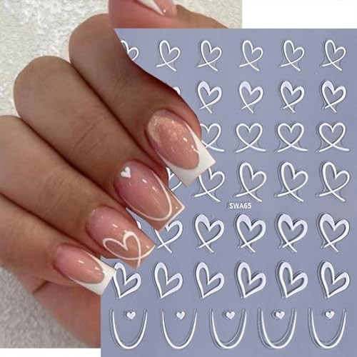 8 Sheets Valentine’s Day Nail Stickers for Nail Art 3D Self Adhesive Heart 1