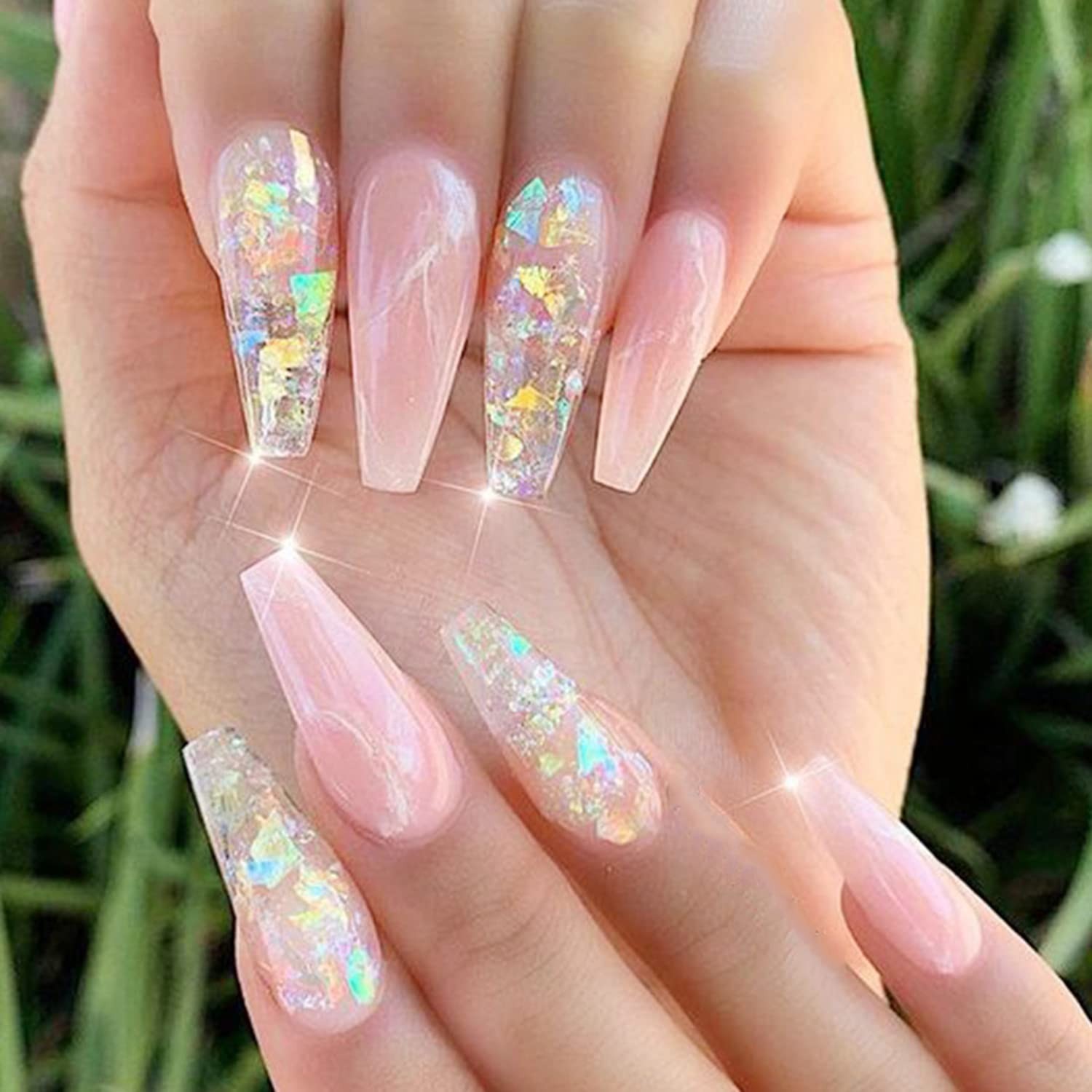 Iridescent Glitter Nail Art Sequins, Holographic 3D Irregular Ultra Thin Nail Ar