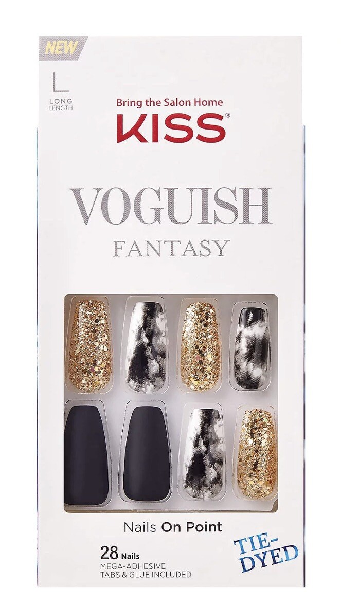 KISS VOGUISH FANTASY Tie-Dye Long Length Nails 28 Nails Mega Adhesive & Glue