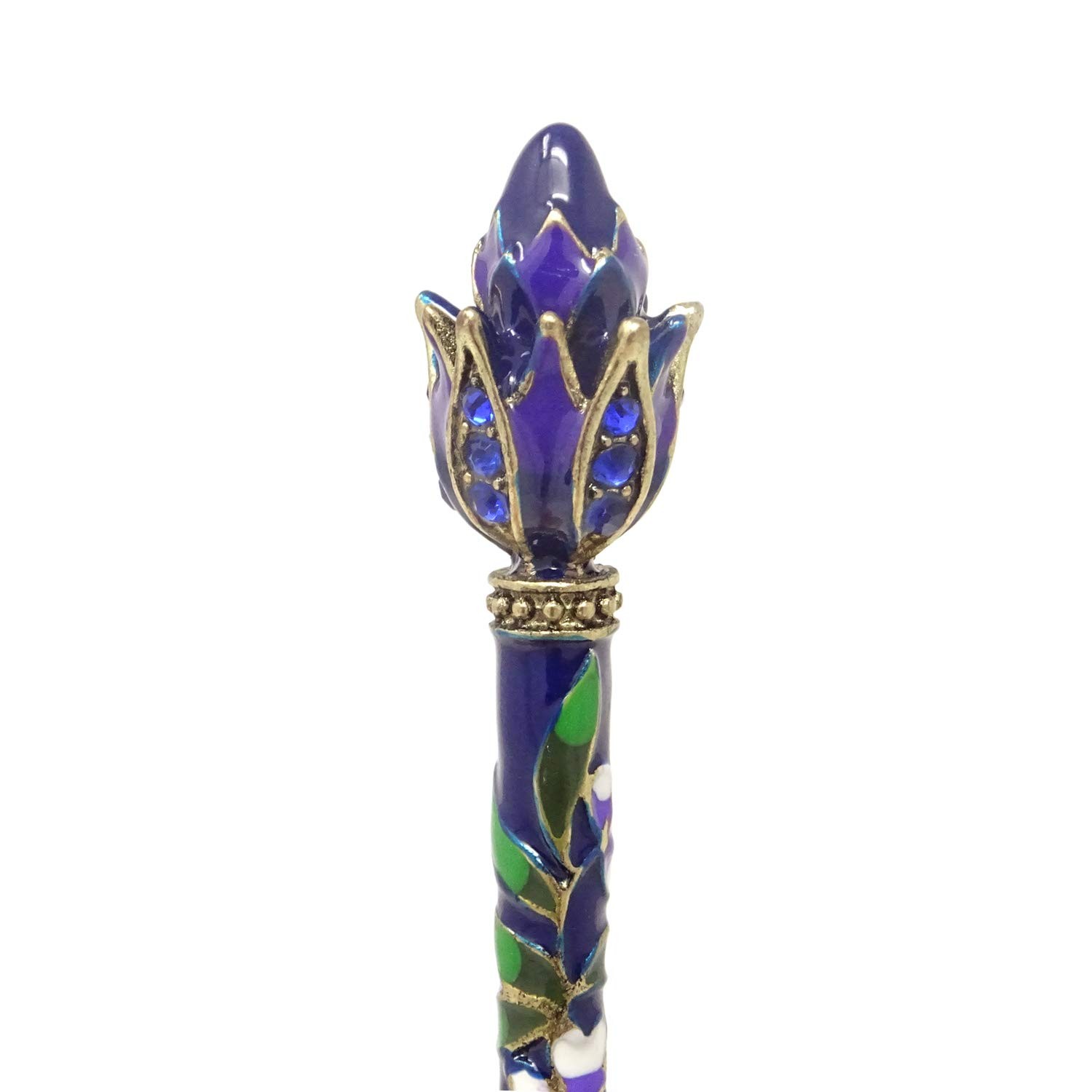 Honbay Cloisonn Vintage Hair Stick With Lotus 1 Count (Pack of 1), Blue