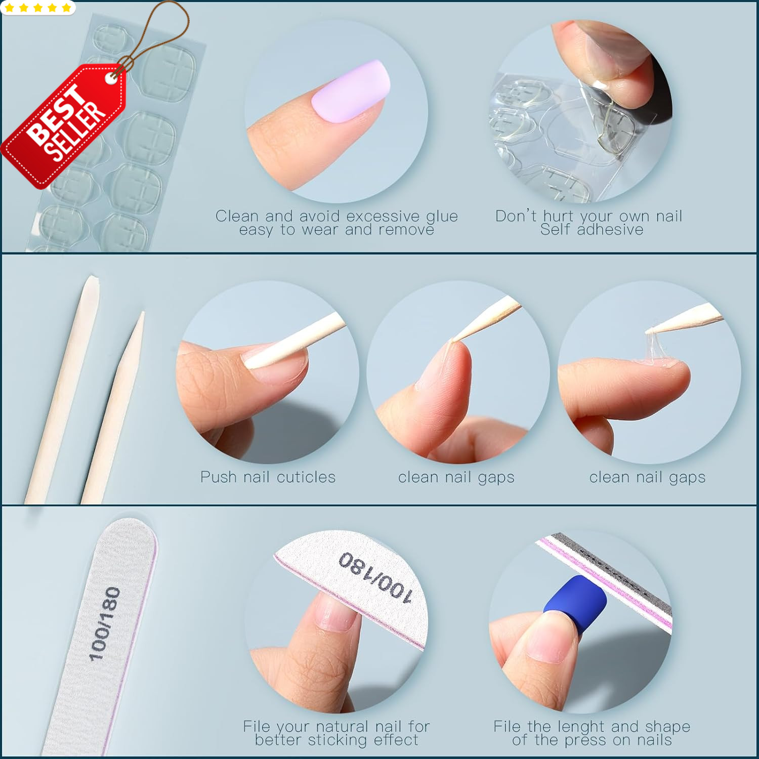 576PCS Press On Nails 24 Colors Short Square Round Matte Glossy Fake – US