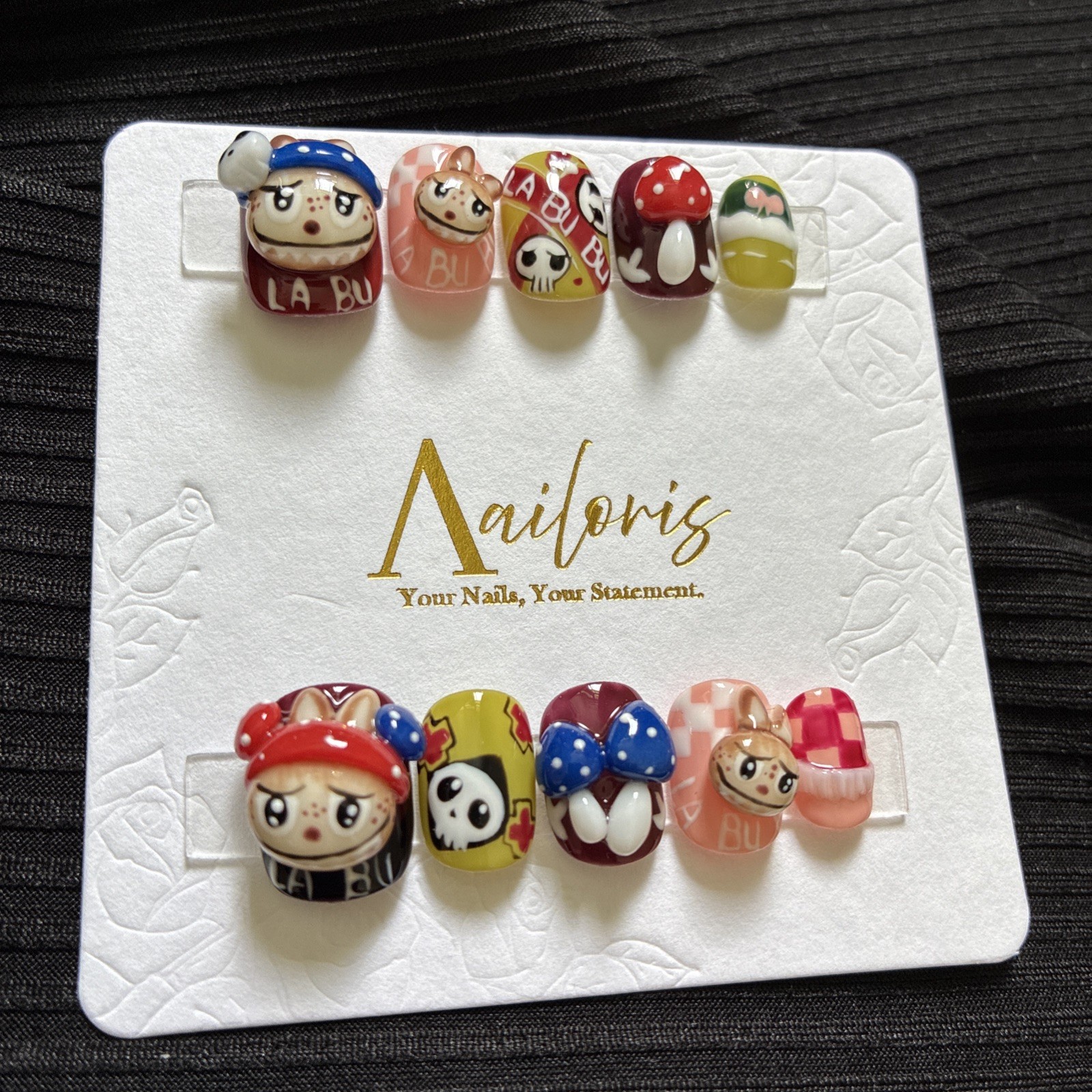 Vailoris Handmade Nail Labubu 3D Press on Nail 10pcs