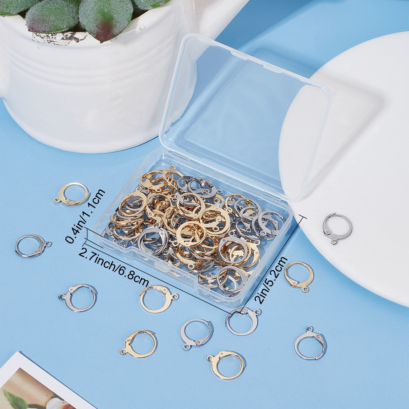 SUNNYCLUE 1 Box 80Pcs 40 Pairs Leverback Earring Hooks Real 18K Gold Plated S…