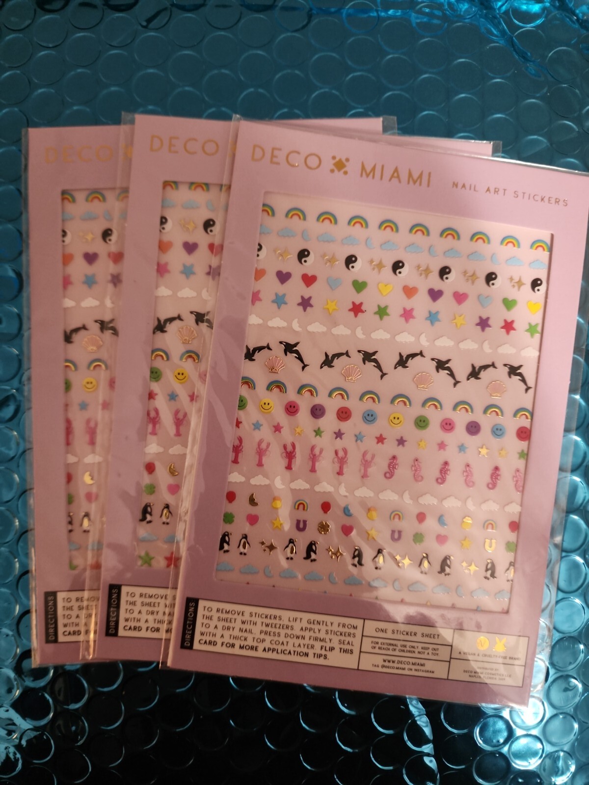 3x ☆ Deco Miami Nail Sticker Sheets ☆ So Fun & Artistic ♡
