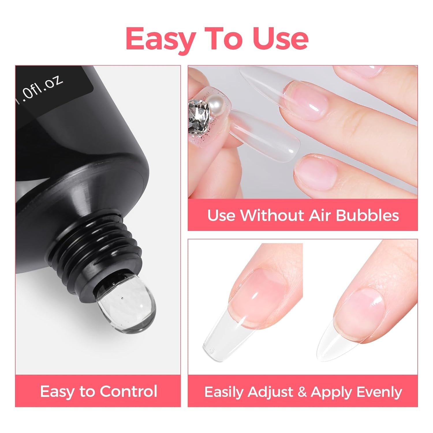 30ML Strong Nail Glue for Press On Nail Tips, Glue Gel for False Nails Fake Acry