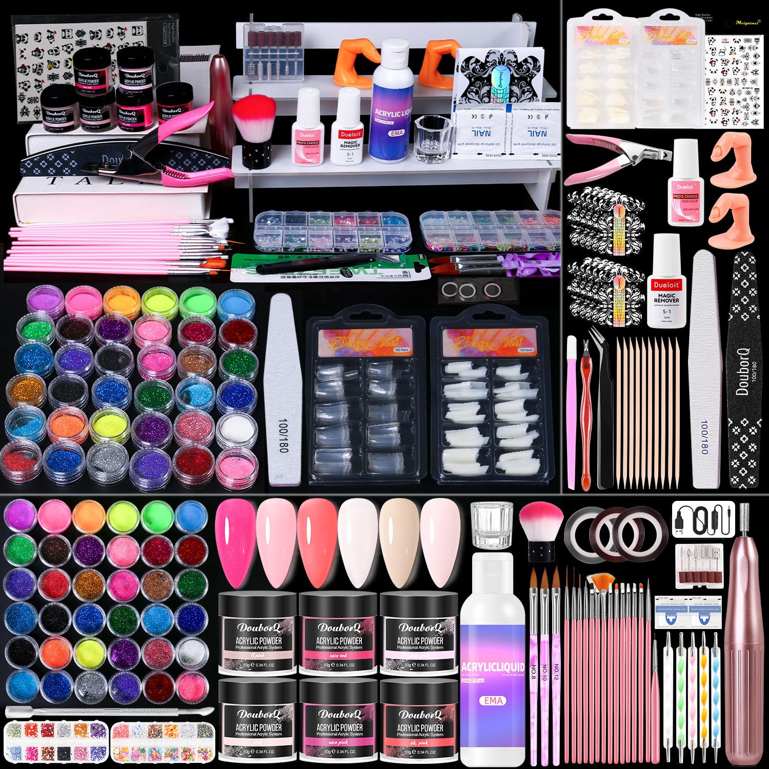 Acrylic Nail Kit for Beginners with Everything- Acrylic Nail Kit with Drill Lamp
