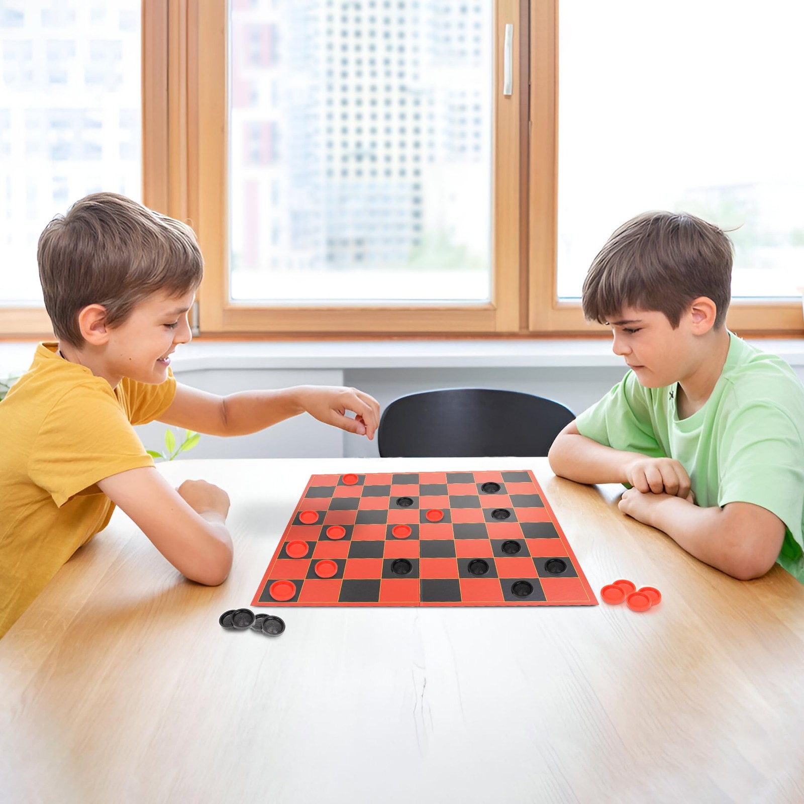 HI-Q Checkers & Tic-Tac-Toe Board Game Set – Classic One Size, Black Red