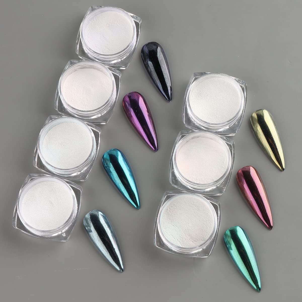 Pearl Chrome Nail Powder Set – 7 Colors Aurora Mermaid Effect B01-07