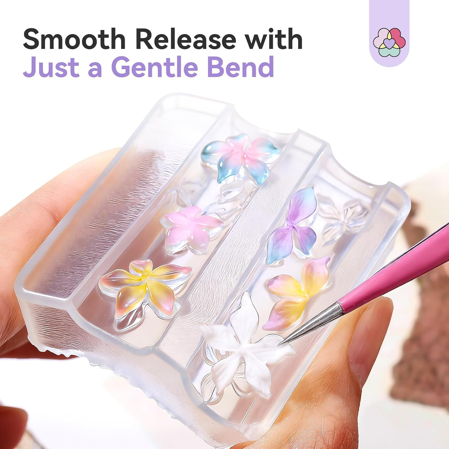 Reusable 3D Silicone Nail Art Molds Set, 5PCS | Instant Designs in 3 Minutes, No