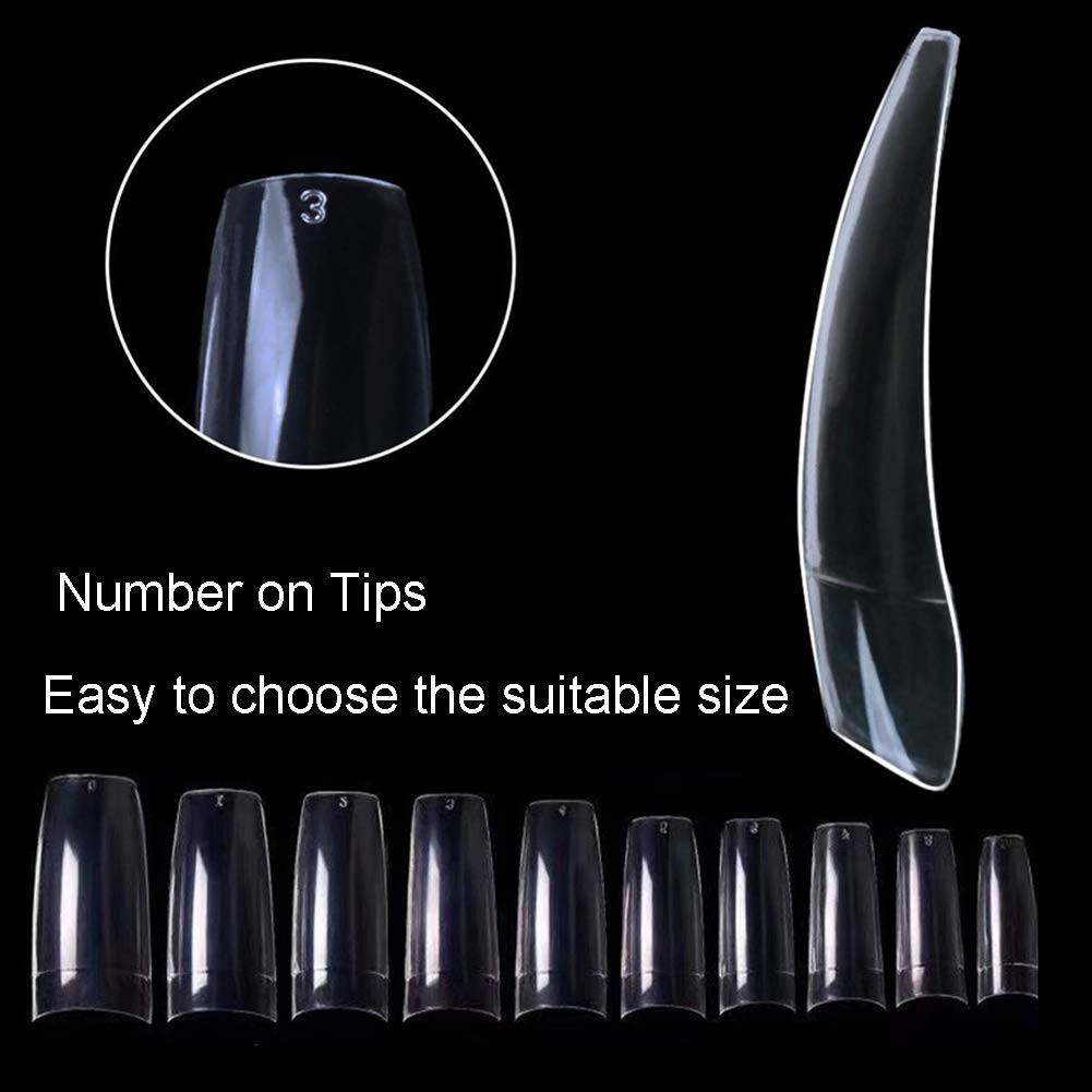 Beuniar Acrylic Nail Tips Clear 500Pcs French Artificial False Tip for Manicu…