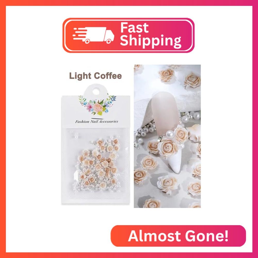 3D Flower Nail Charms Coffee Rose Nail Charm Gradient Rose Flower Nail Art Charm