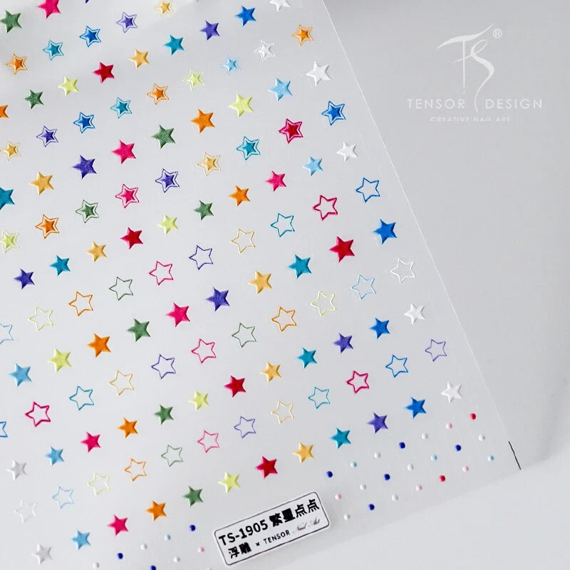 5D Colorful Star Nail Stickers, Self-Adhesive Nail Stickers, Point (438)