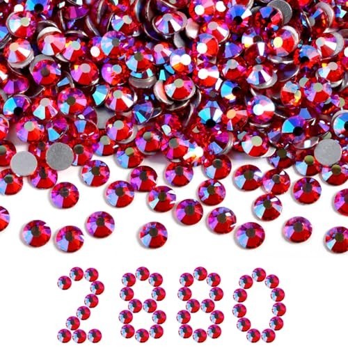 2880pcs Flatback Rhinestones Bulk for Nails, Crafts & DIY Decor – Light Siam AB,