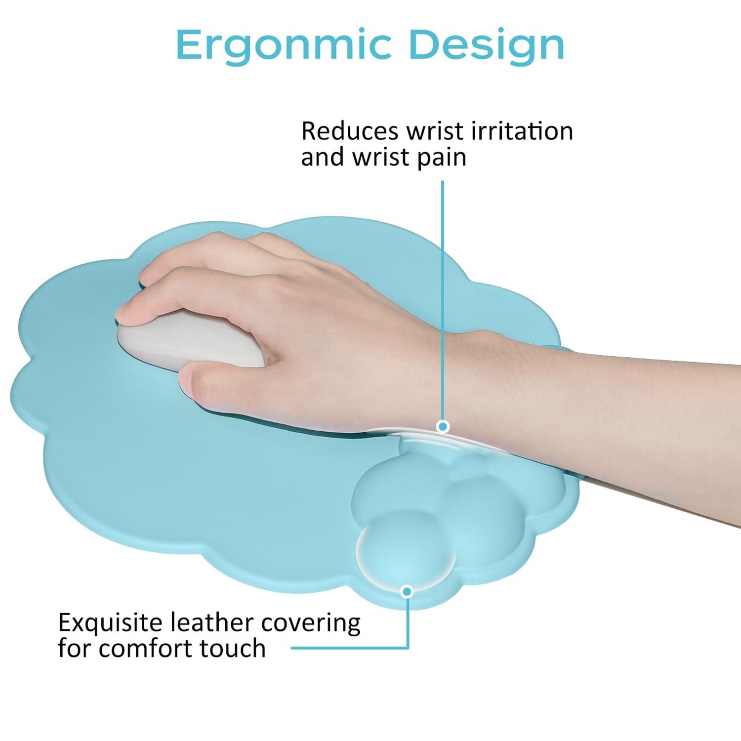 JIKIOU Cloud Mouse Pad Wrist Support, Upgrade Enlarge Leather Mouse Pads Keyb…