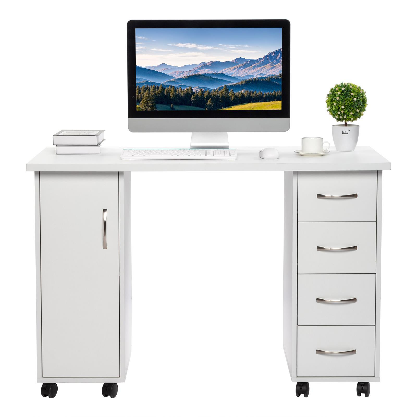 Manicure Table Nail Desk Beauty Salon W/ 4 Drawer +Wrist Rest+Wheel+Drawer