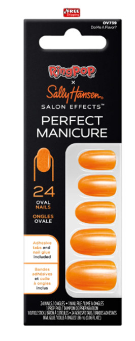 Sally Hansen Salon Effects Perfect Manicure Orange -Do Me A Favor -24 Oval Nails