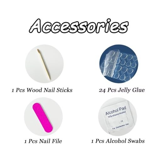 Handmade White French Press-On Nails Short Square with Flower Designs – Pink Spa