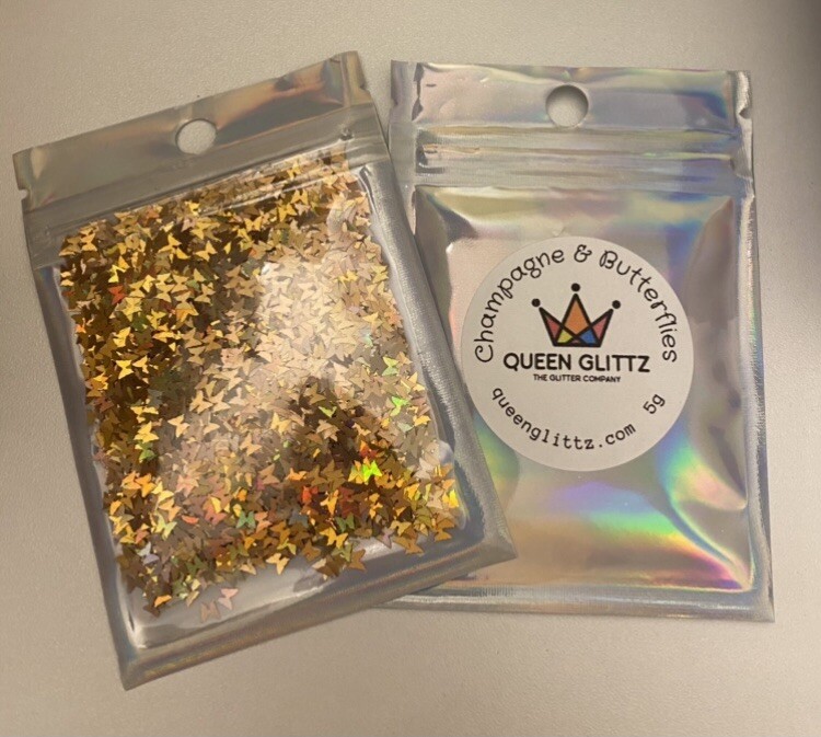 Colorful Nail Glitter Butterflies shapes holographic 8 zip bags mini