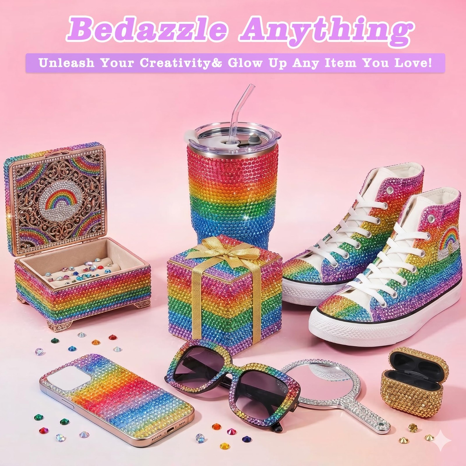 33000 Pcs Rhinestone Bedazzling Kit – 40 Colors 3mm Flatback Gems, Glue, Tweezer