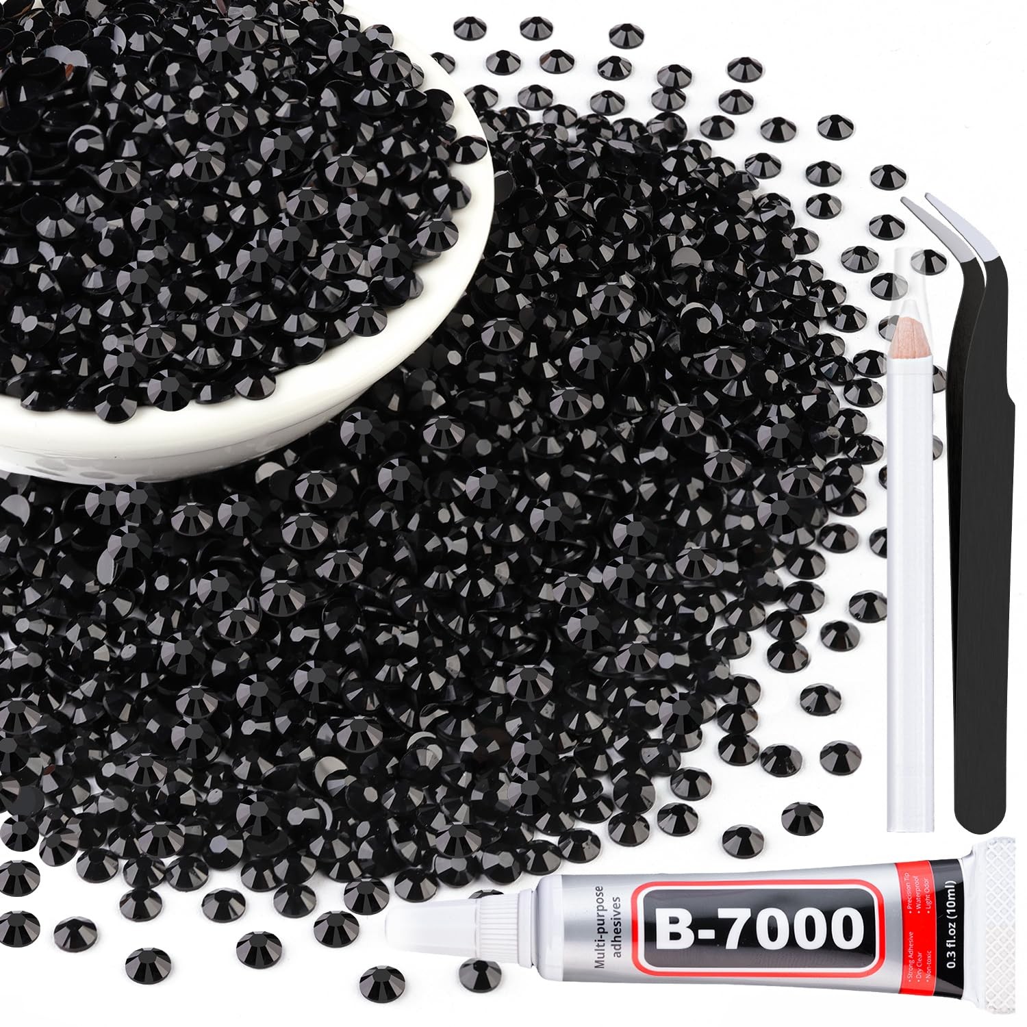 5000Pcs 4mm Resin Jelly Rhinestones with 1Pcs 10ml B7000 Jewelry Glue for Cra…