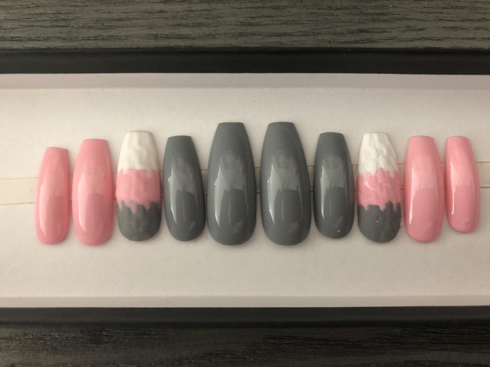 Pink And Gray Ombre Sweater Press On Nails