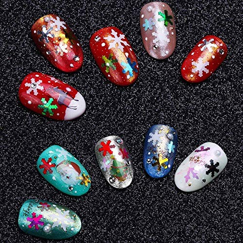 Snowflake Glitter Nail Sequins – 12 Grids 3D Colorful Christmas Holographic