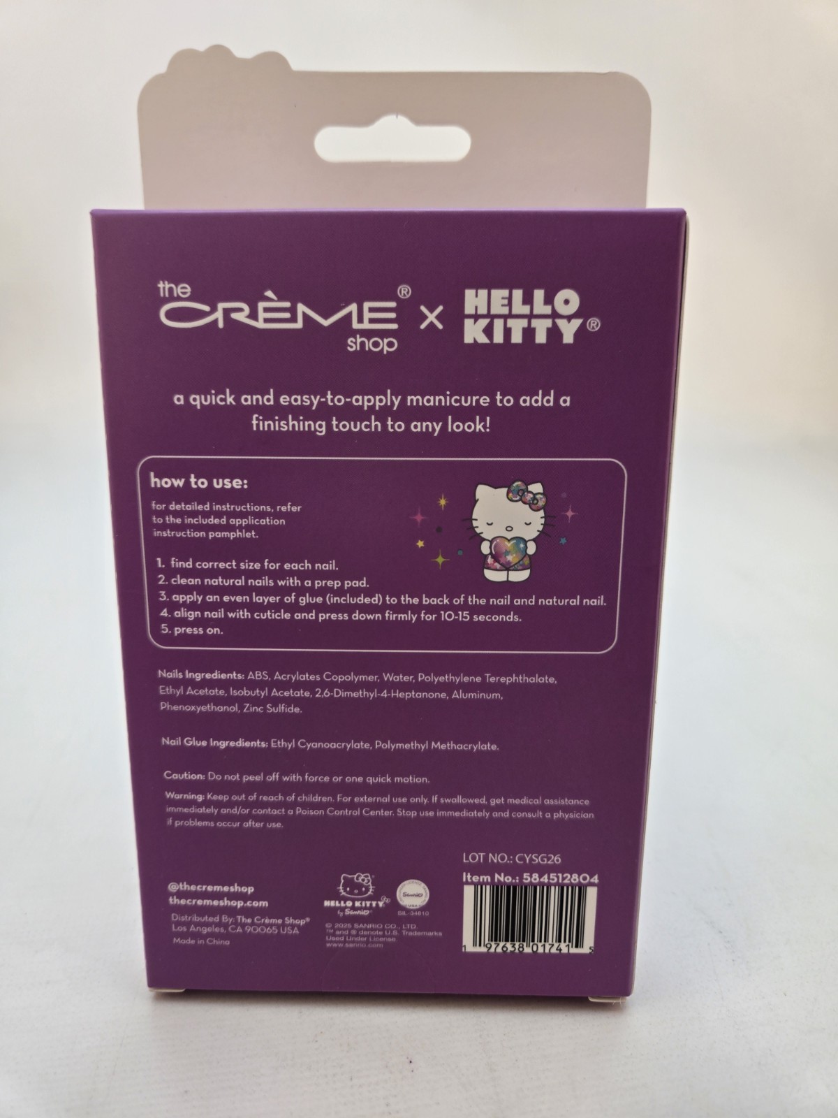 The Creme Shop x Hello Kitty Cat Eye Purple Almond Press On Nails Set Lot of 2