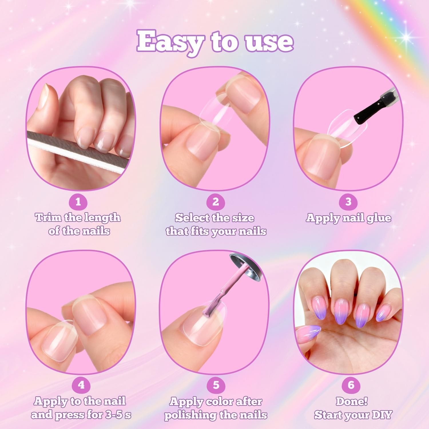 240Pcs Almond Kids Nail Tips – 12 Sizes Soft Gel Extra Short Press on Nails f…