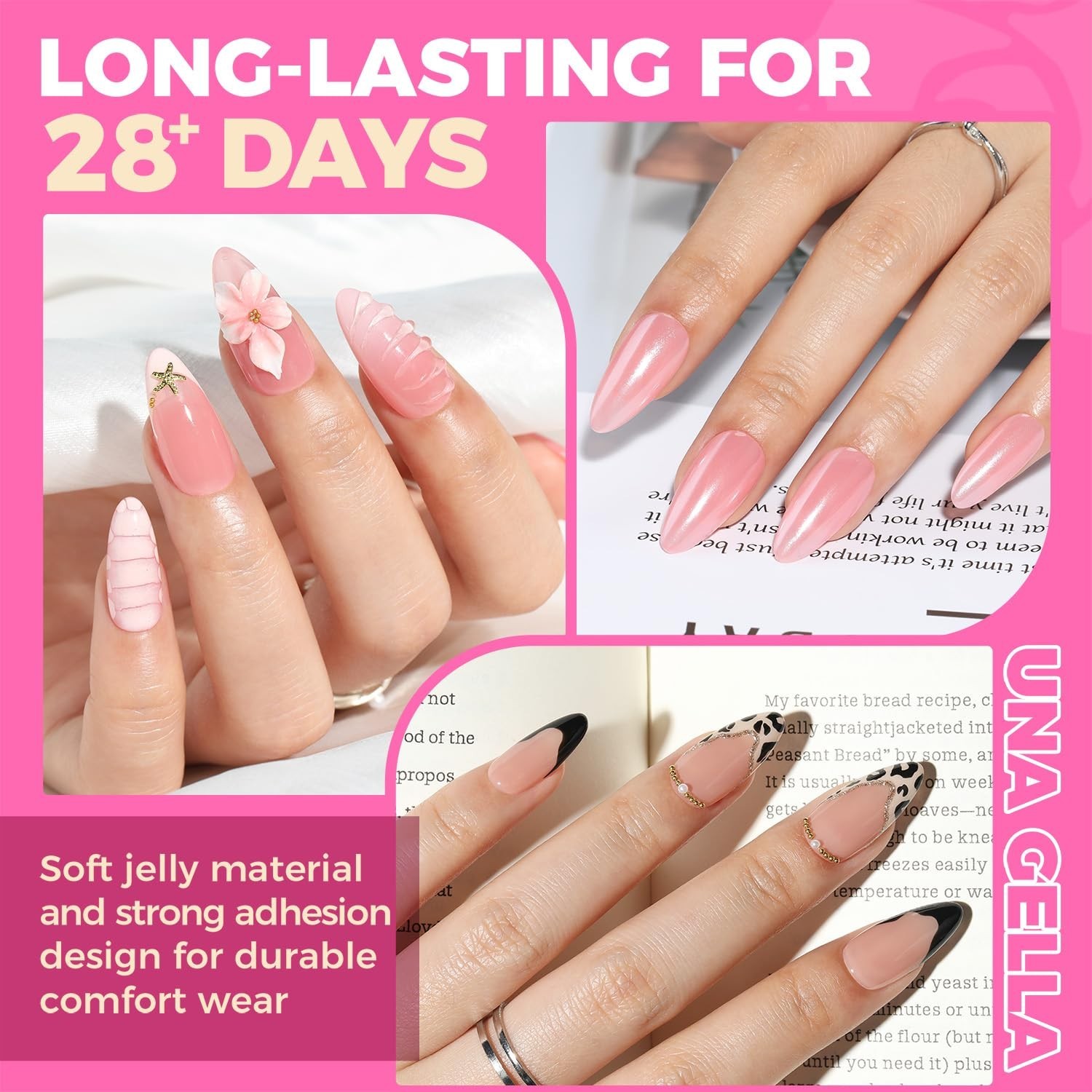 Full Coverage Almond Shape Fake Nail Tips – 504PCS Easy Application Gel Nails