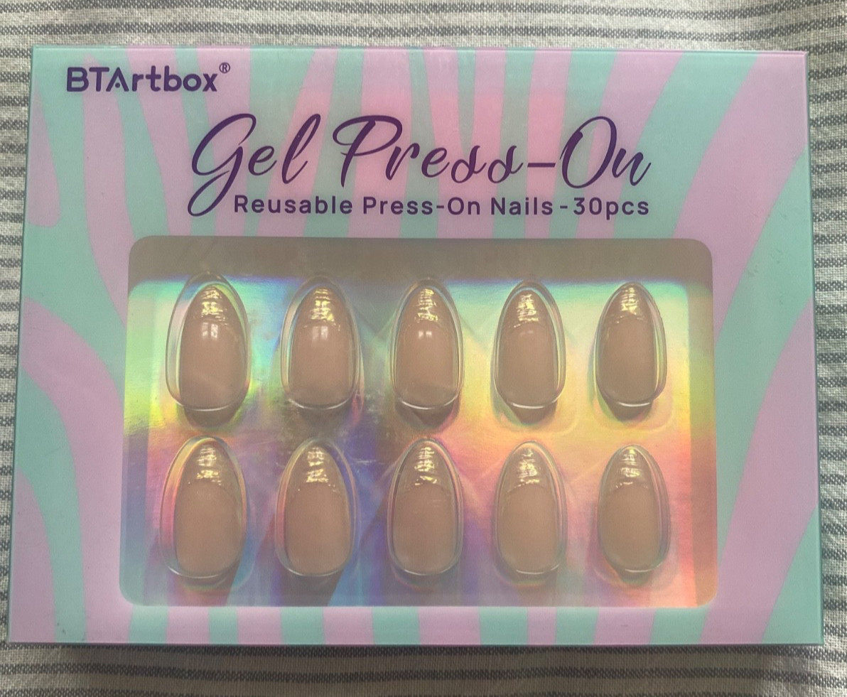 BTArtbox Gel Press-On Nails – 30pcs Light Pink Gold Tips