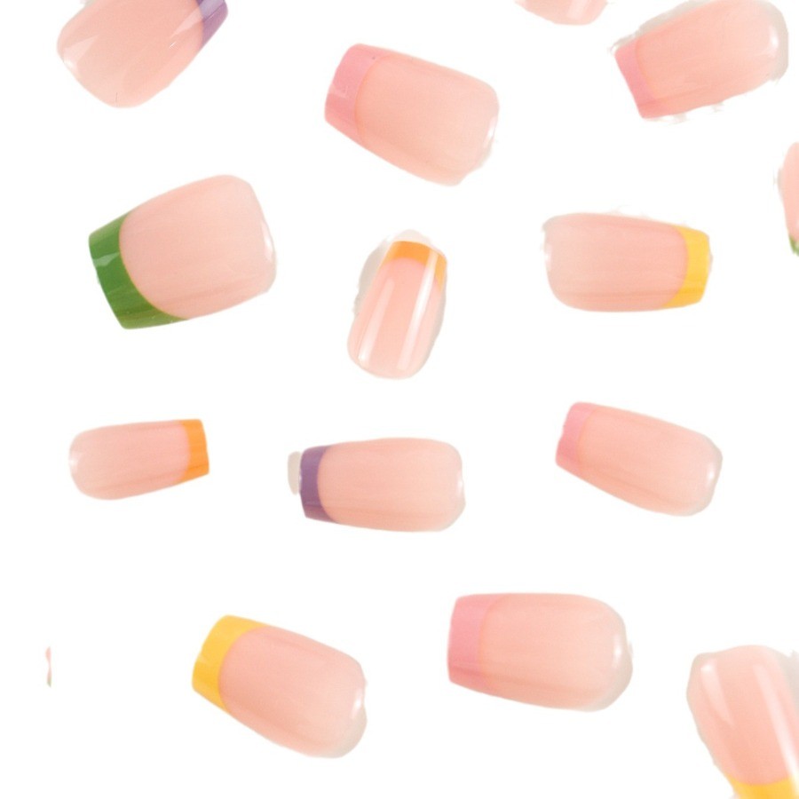 Press on Nail – Bare Transparent Color, Short Square Fake Nail, 48 Piece Set