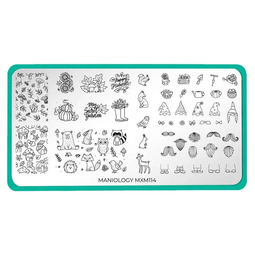 Maniology Mani X Me Nail Stamping Plates Set MXM113 MXM114 Gnome Sweet Gnome