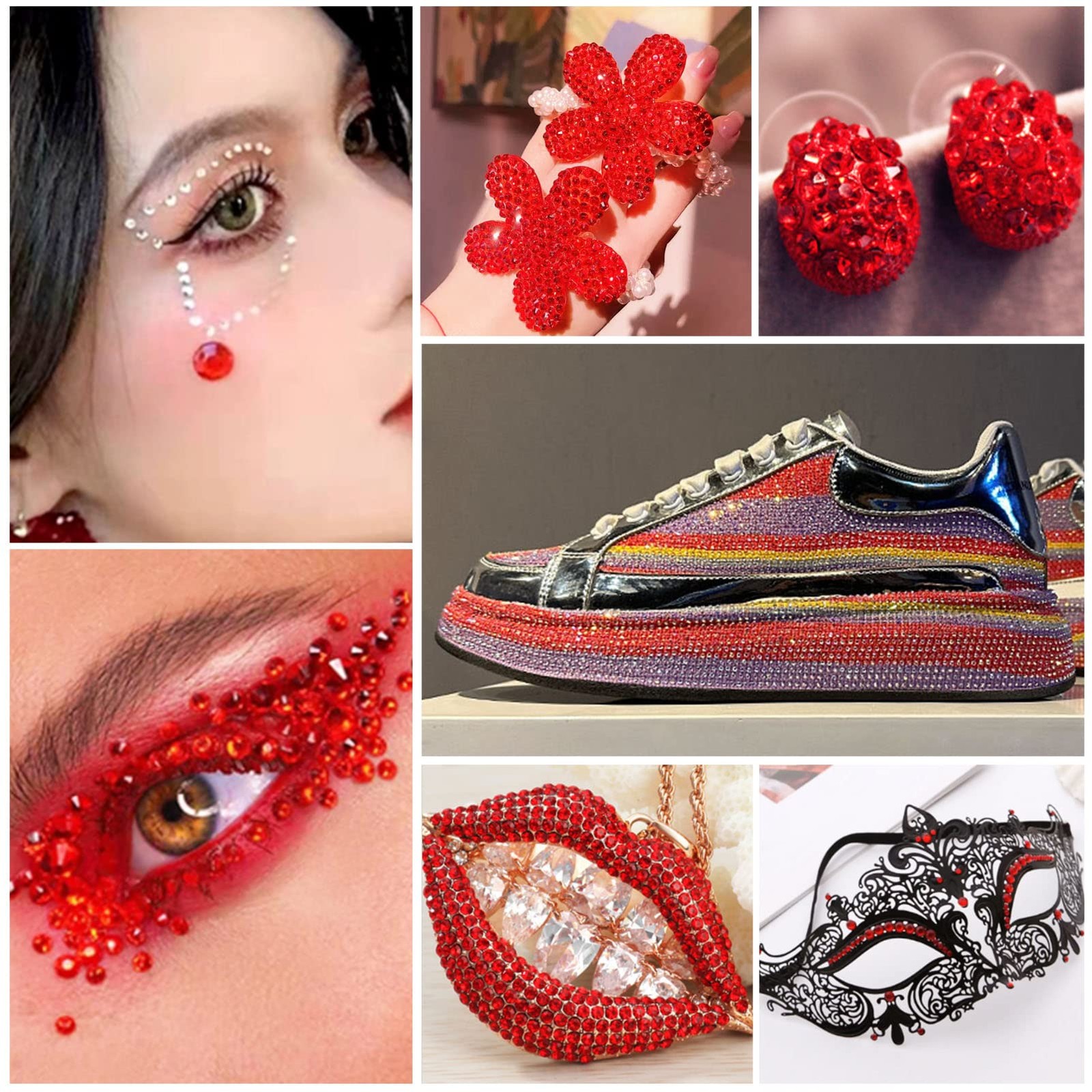 Flatback Rhinestones Bulk,14400pcs Red Rhinestones for Crafts Clothes DIY Dec…