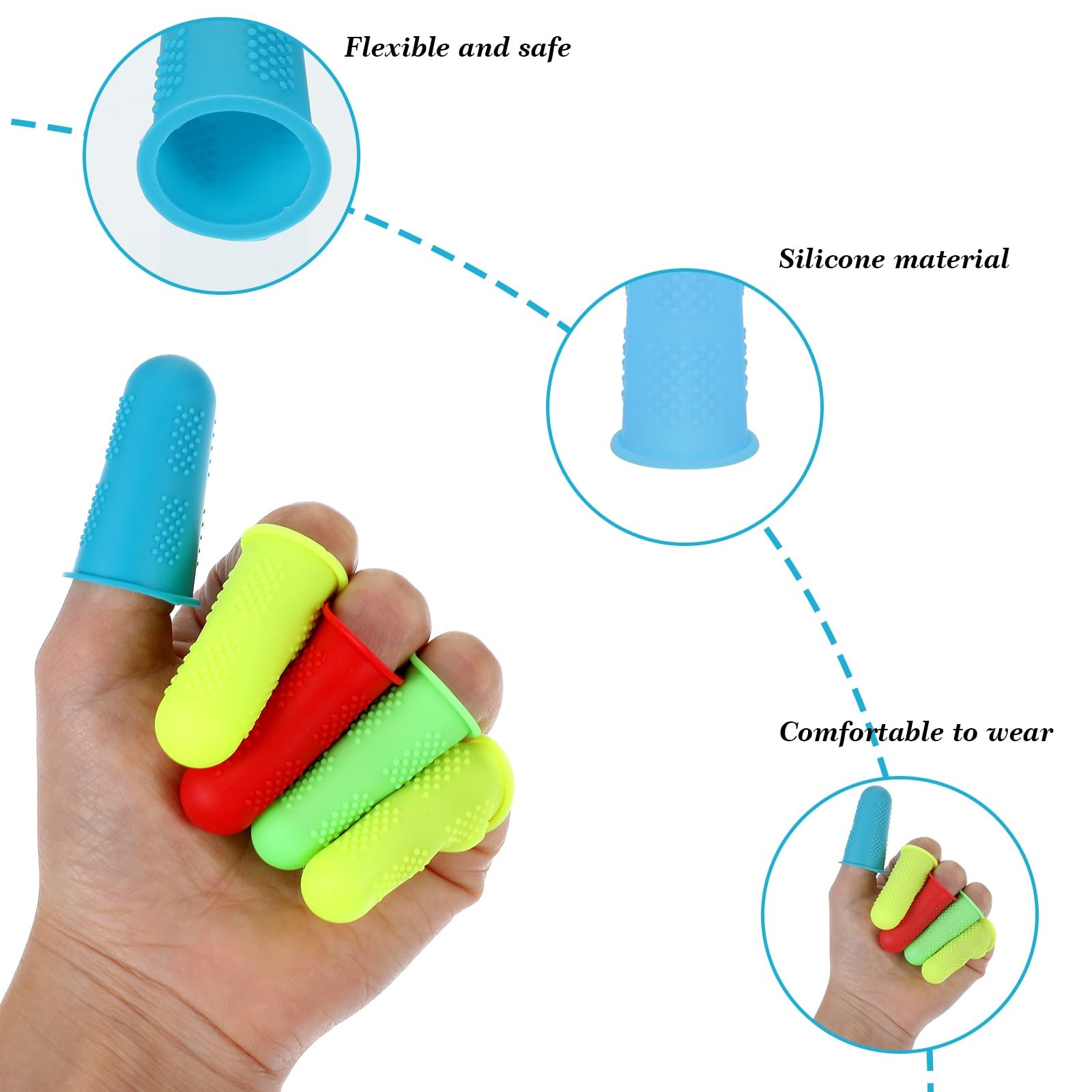 12 PCS Silicone Finger Protectors Covers, 3 Sizes Rubber Finger Tips Office T…