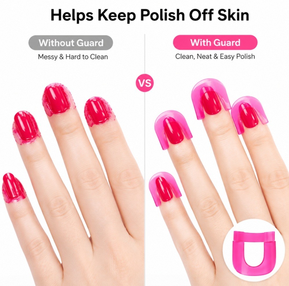 26 Ps U-Shape Nail Polish Protectors & Stencils – Reusable Finger Covers for DIY