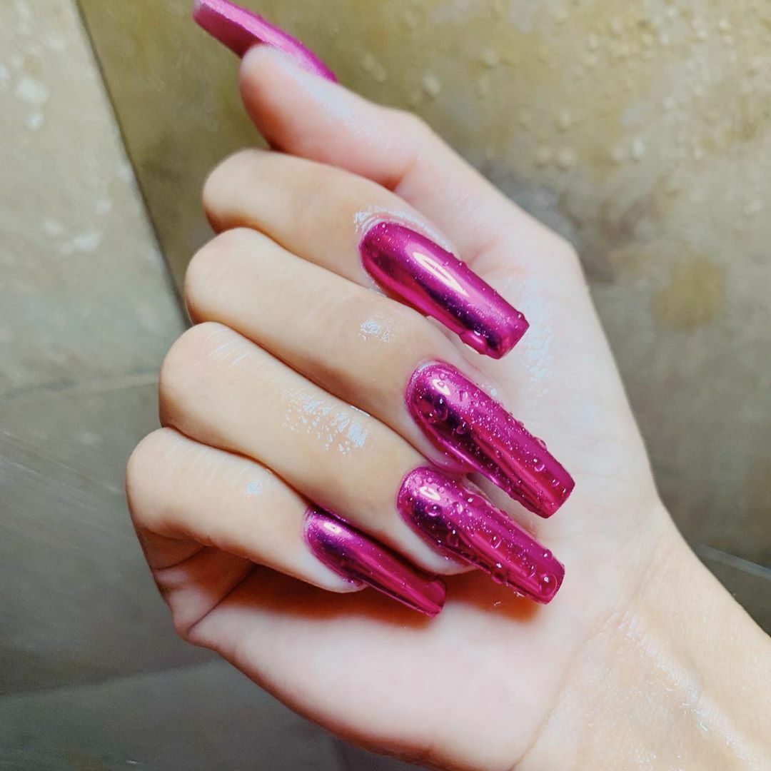 PINK NAIL MIRROR POWDER PLATINUM Rose Gold Chrome Nails Shining Pigment (y3)