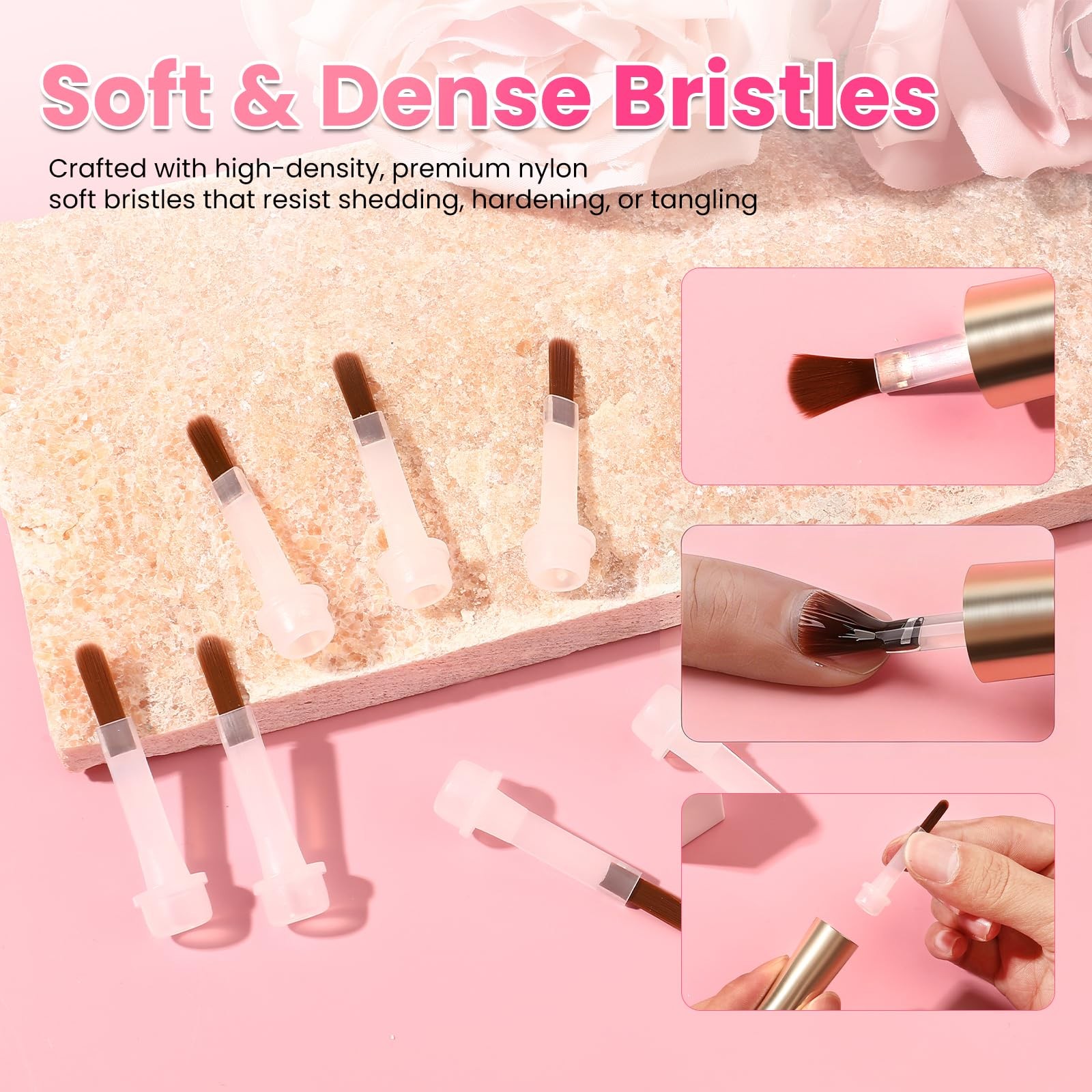 Nail Polish Brush Set, 20-Pack Professional Replacement Brush Heads with Synt…