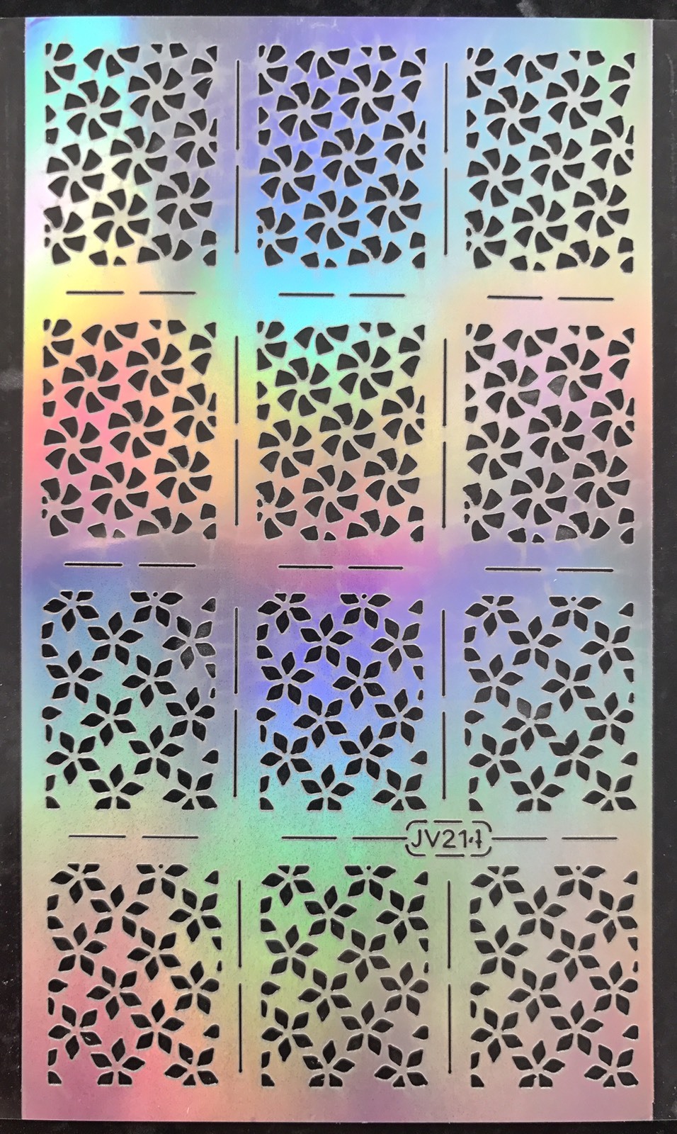 12 Tips/Sheet Vinyl Nail Art Hollow Sticker Stencil JV214