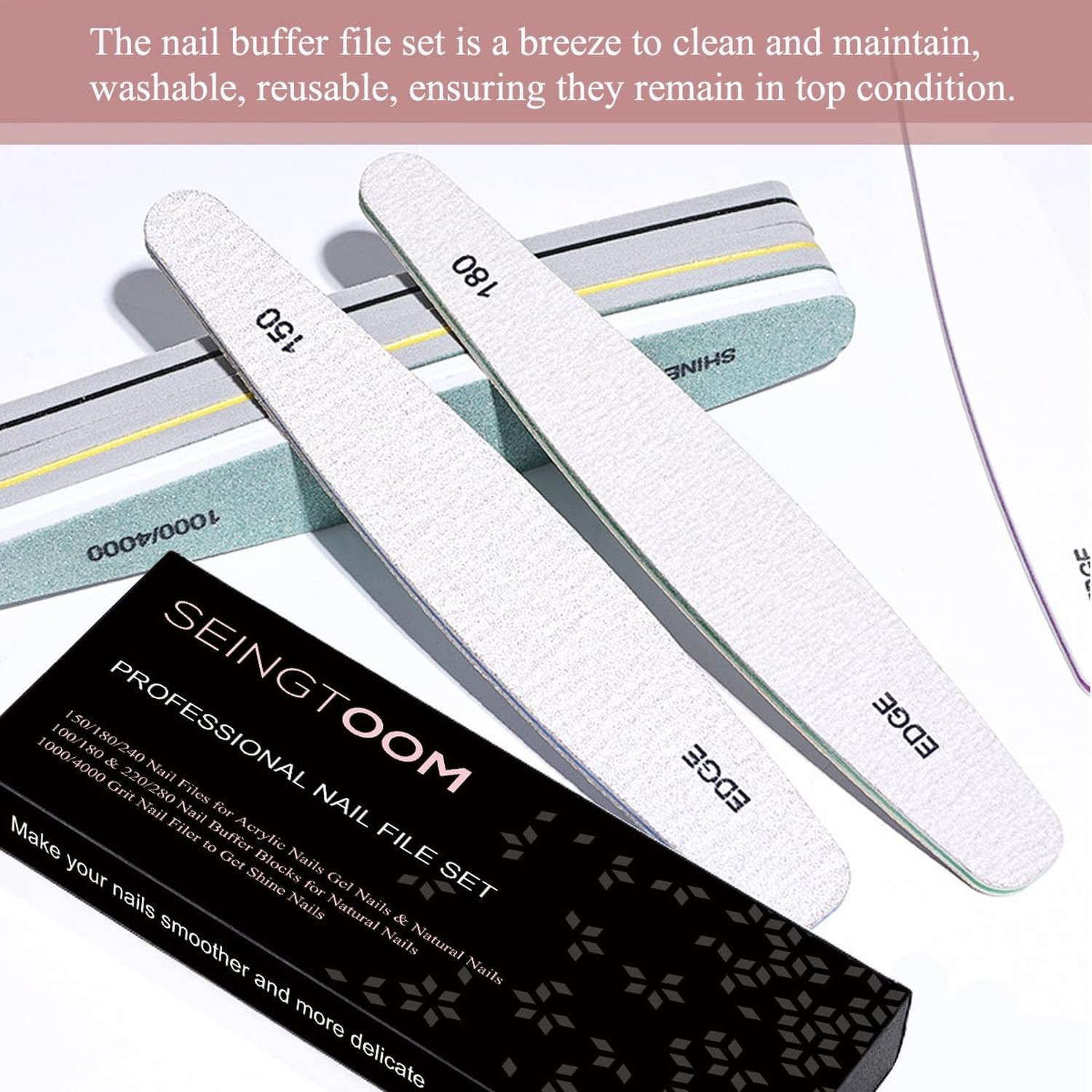 6pcs Nail File Nail Buffers for Natural Nails, Emery Boards for Nails, Nail B…