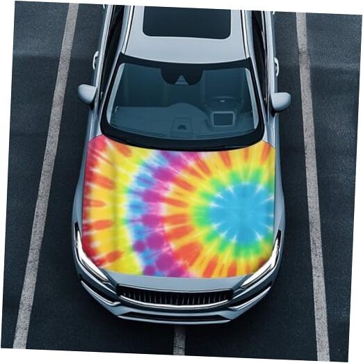 Car Hood Covers for Automobiles, Rainbow Gradient Tie-Dye 3X5FT Tie Dye Spiral