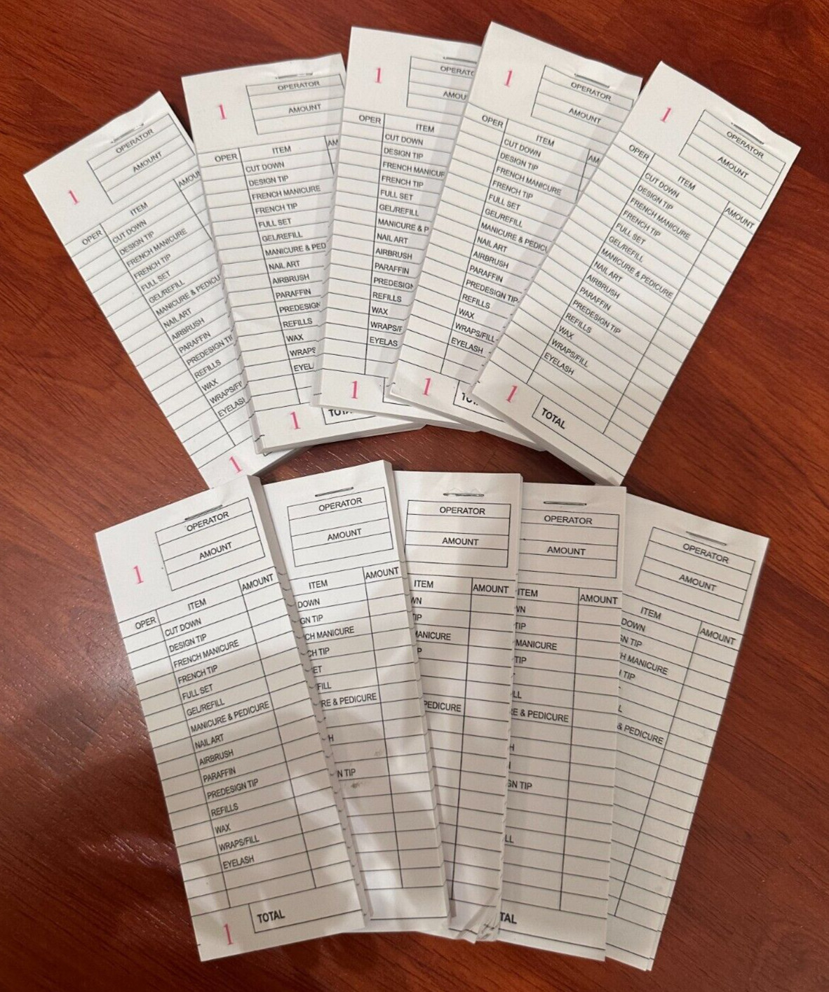 Nail Salon Ticket Check Book 100 ct/book 100 books/ 10 packs