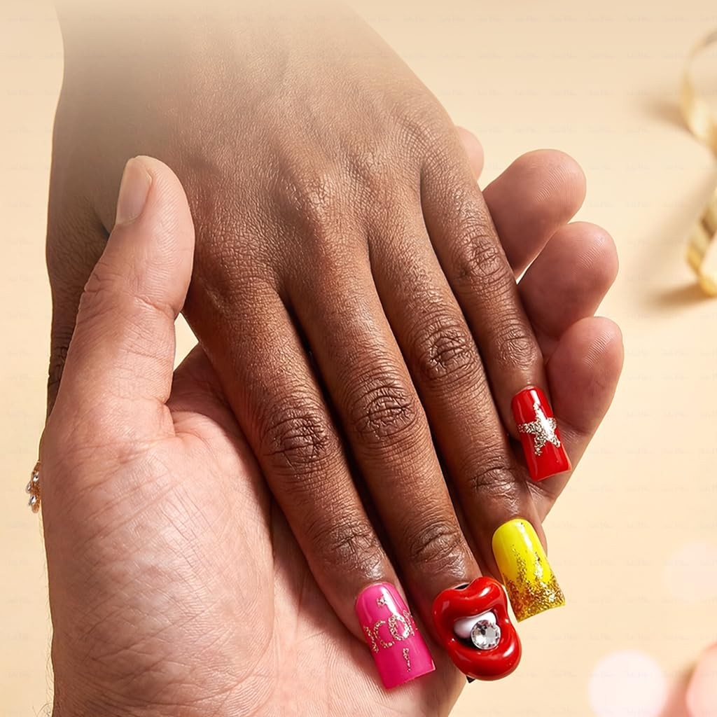 IntoVibes 10 Pieces Luxury Acrylic Press On Nails Short Handmade Duck Nails, …