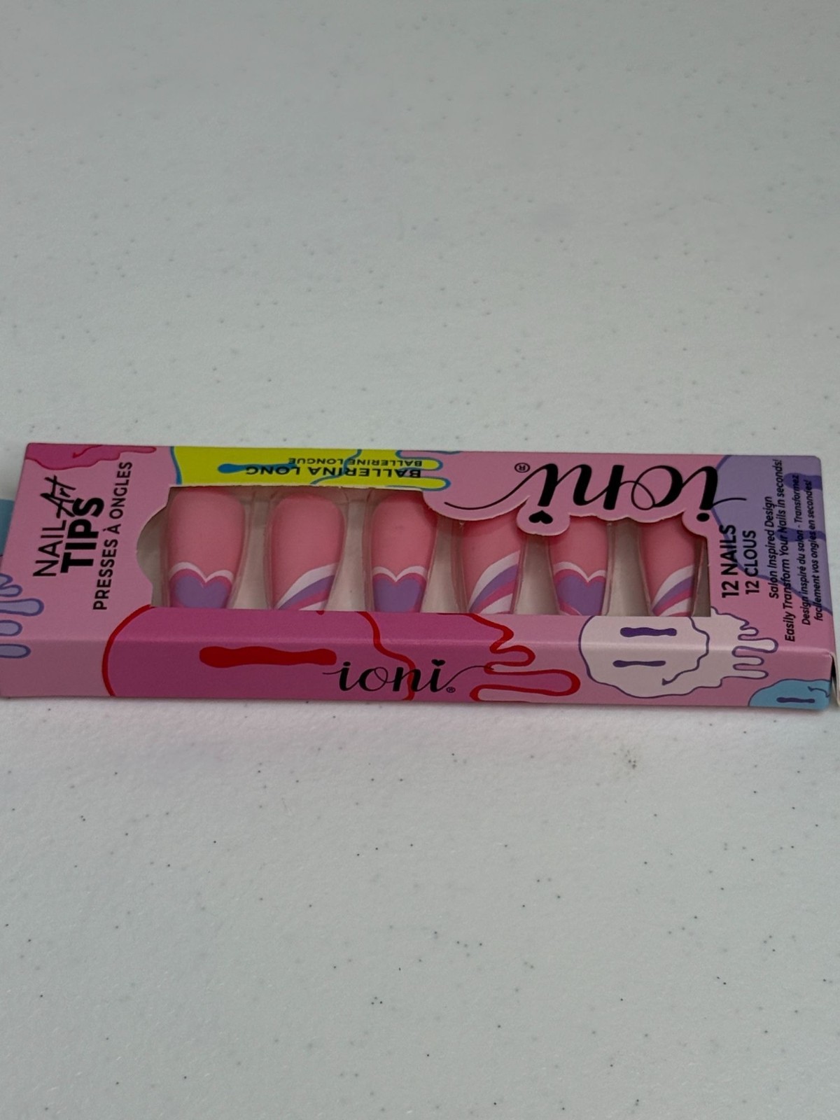 Ioni Nail Tips Melted Candies 2 Pack Press On Nails Ballerina Long New