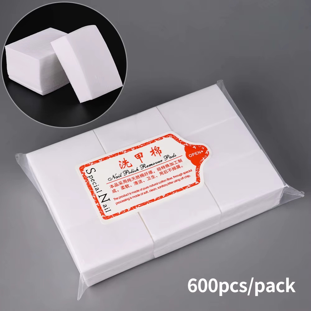 1000/600/500/100Pcs Lint-Free Nail Cotton for UV Gel Polish Removal Wipes Paper