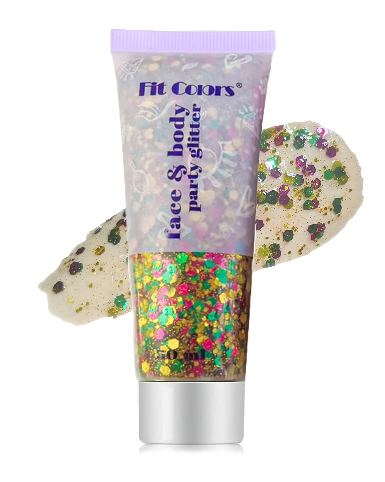 Mardi Gras Face Body Glitter Gel for Women – Gold Green Purple Mixed Chunky H…
