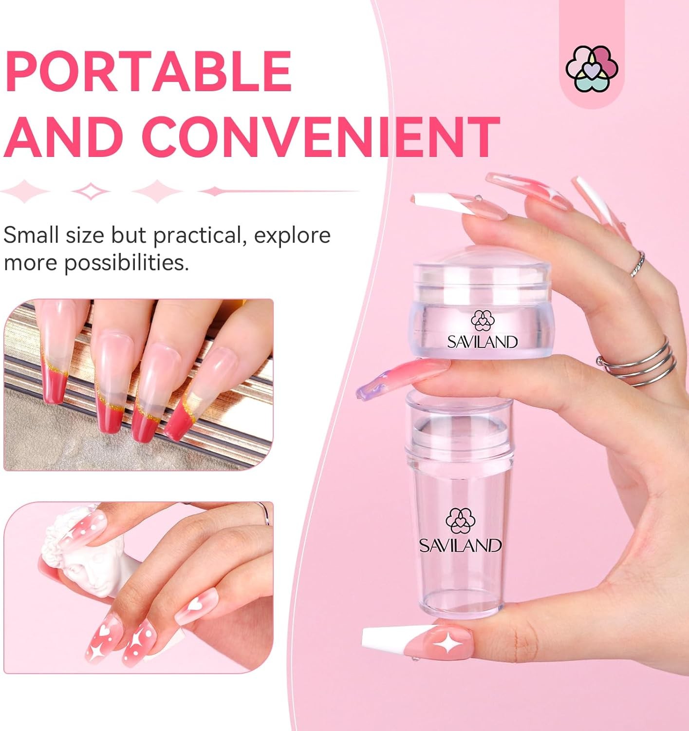 Saviland French Tip Nail Stp: Nail Art Stper Kit Clear Silicone Nails